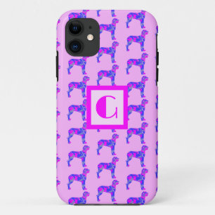 Great Dane Dog Lover Pink & Blue Monogram Case-Mate iPhone Hülle