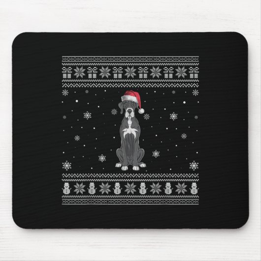 Great Dane Dog Lovers Men Women Santa Ugly Xmas Sw Mousepad (Vorne)