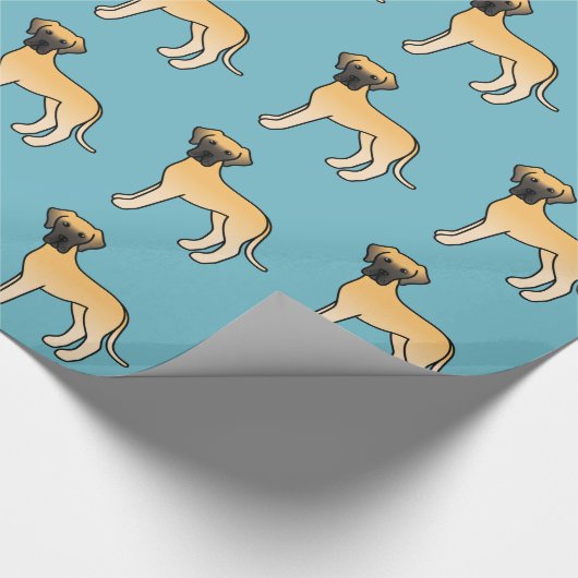 Great Dane Dog Muster auf blaue Farbe Geschenkpapier (Ecke)