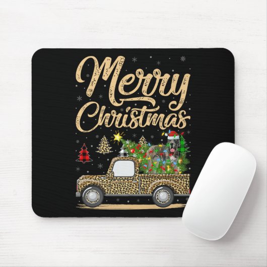 Great Dane Dog On Christmas Tree Leopard Truck Xma Mousepad (Mit Mouse)