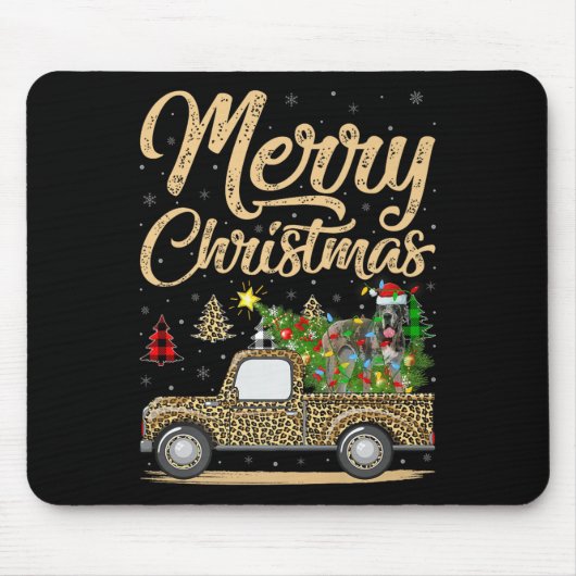 Great Dane Dog On Christmas Tree Leopard Truck Xma Mousepad (Vorne)