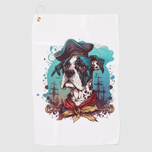 Great Dane Dog Pirate Golfhandtuch (Vorderseite)