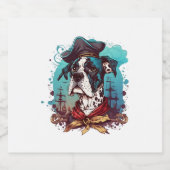 Great Dane Dog Pirate Schaumweinetikett (Einzelnes Label)