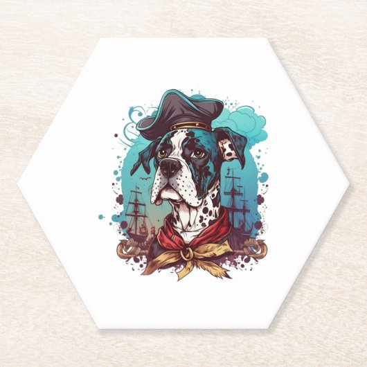 Great Dane Dog Pirate Untersetzer (Vorderseite)