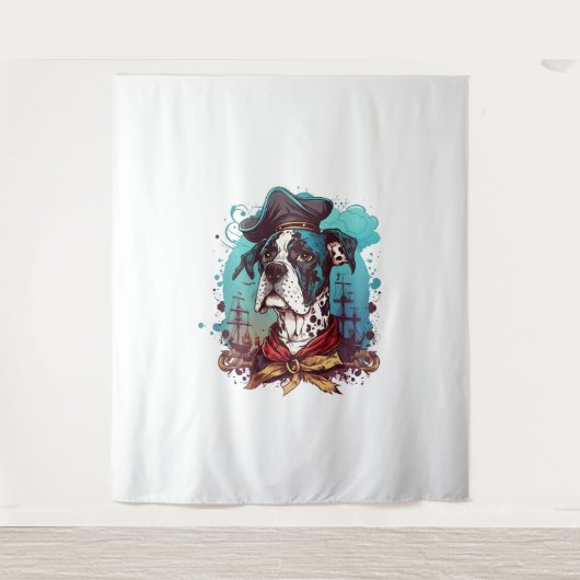 Great Dane Dog Pirate Wandteppich (Vorderseite)