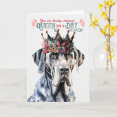 Great Dane Dog Queen for Day Funny Birthday Karte (Gelbe Blume)
