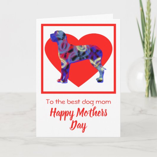 Great Dane Dog Red Heart Mother Day Card Dankeskarte (Vorderseite)