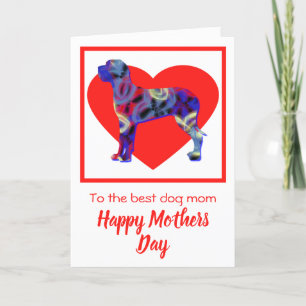 Great Dane Dog Red Heart Mother Day Card Dankeskarte