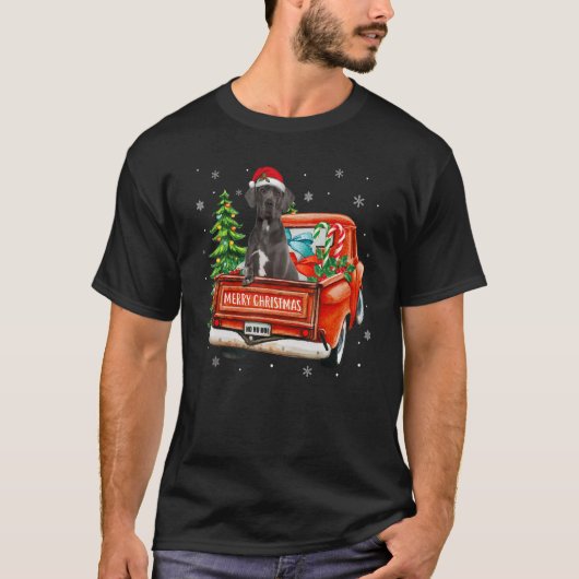Great Dane Dog Ride Red Truck Christmas Dog  Pajam T-Shirt (Vorderseite)