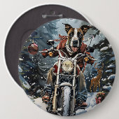 Great Dane Dog Riding Motorrad Weihnachten Button (Vorne & Hinten)