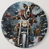 Great Dane Dog Riding Motorrad Weihnachten Button (Vorderseite)