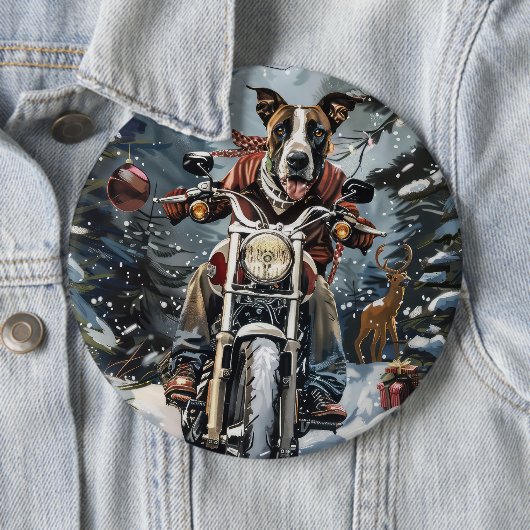 Great Dane Dog Riding Motorrad Weihnachten Button (Beispiel)