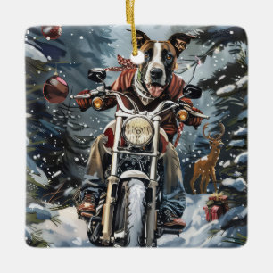 Great Dane Dog Riding Motorrad Weihnachten Keramikornament