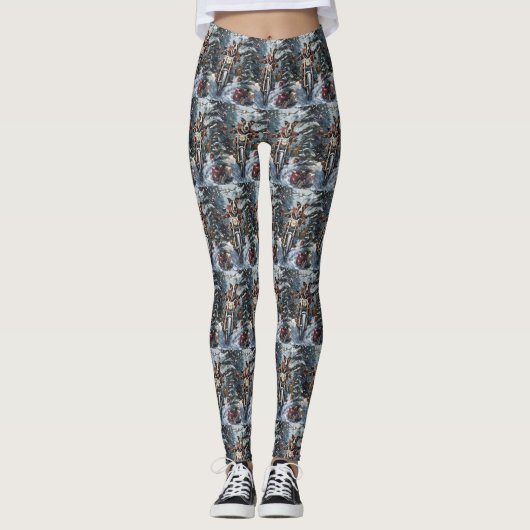 Great Dane Dog Riding Motorrad Weihnachten Leggings (Vorderseite)