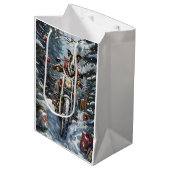 Great Dane Dog Riding Motorrad Weihnachten Mittlere Geschenktüte (Vorderseite Schrägansicht)