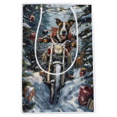 Great Dane Dog Riding Motorrad Weihnachten Mittlere Geschenktüte (Vorderseite)