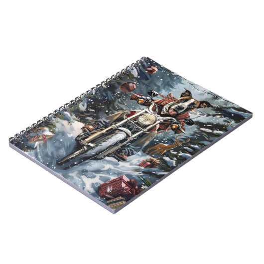 Great Dane Dog Riding Motorrad Weihnachten Notizblock (Linke Seite)