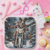 Great Dane Dog Riding Motorrad Weihnachten Pappteller (Party)