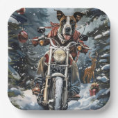 Great Dane Dog Riding Motorrad Weihnachten Pappteller (Vorderseite)