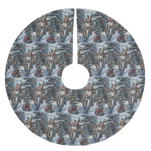 Great Dane Dog Riding Motorrad Weihnachten Polyester Weihnachtsbaumdecke