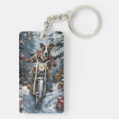 Great Dane Dog Riding Motorrad Weihnachten Schlüsselanhänger (Rückseite)