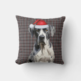 Great Dane Dog Saisonaler Karierter Weihnachtsfeie Kissen
