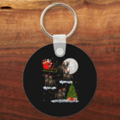 Great Dane Dog Santa Sleigh Flying Funny Magical C Schlüsselanhänger (Vorderseite)