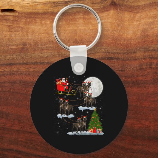 Great Dane Dog Santa Sleigh Flying Funny Magical C Schlüsselanhänger (Vorderseite)