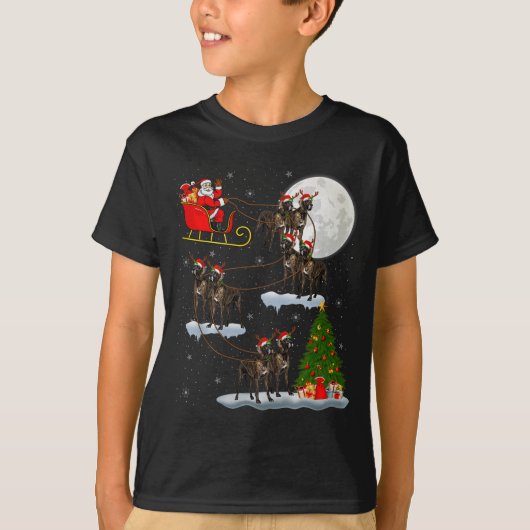 Great Dane Dog Santa Sleigh Flying Funny Magical C T-Shirt (Vorderseite)