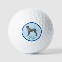 Great Dane Dog Silhouette Monogram Grid Blue