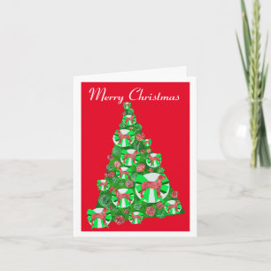 Great Dane Dog Silhouette Weihnachtsbaum Rot Karte