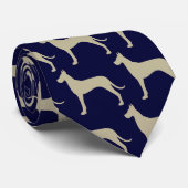 Great Dane Dog Silhouettes Pattern Blue and Tan Krawatte (Gerollt)
