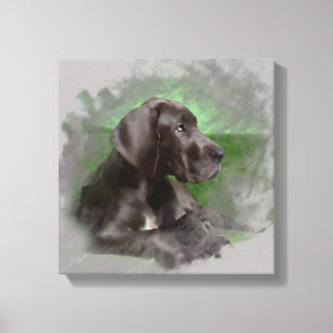 Great Dane Dog Sitting Wasserfarbe Art Portrait Leinwanddruck