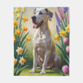 Great Dane Dog Spring Blumen Malerei Fleecedecke (Vorderseite)