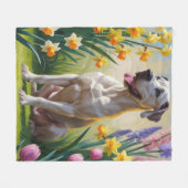 Great Dane Dog Spring Blumen Malerei Fleecedecke (Vorderseite (Horizontal))
