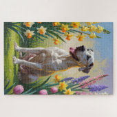 Great Dane Dog Spring Blumen Malerei Puzzle (Horizontal)