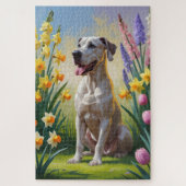 Great Dane Dog Spring Blumen Malerei Puzzle (Vertikal)