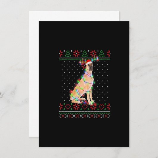 Great Dane Dog Ugly Sweater Christmas Welpe Hund L Einladung (Vorne/Hinten)