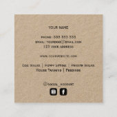 Great Dane Dog Walker Trainer Welpe sitzend KRAFT Quadratische Visitenkarte (Rückseite)