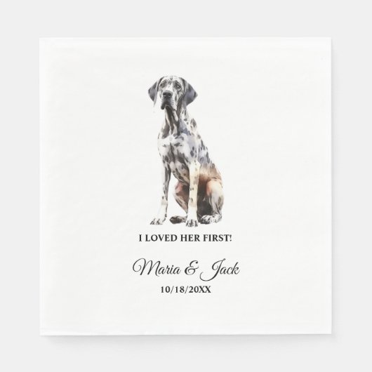 Great Dane Dog Wedding Napkins mit Foto Serviette (Vorderseite)
