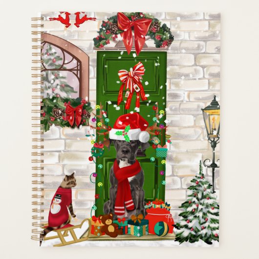 Great Dane Dog Weihnachten Planer (Vorderseite)
