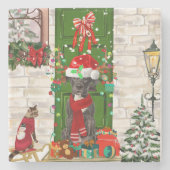 Great Dane Dog Weihnachten Steinuntersetzer (Vorderseite)