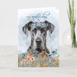 Great Dane Dog Wildflowers Mother's Day Feiertagskarte