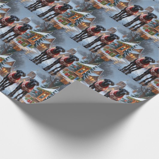 Great Dane Dogs Christmas Snow Holiday Geschenkpapier (Ecke)