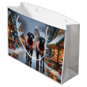 Great Dane Dogs Christmas Snow Holiday Große Geschenktüte (Rückseite Schrägansicht)