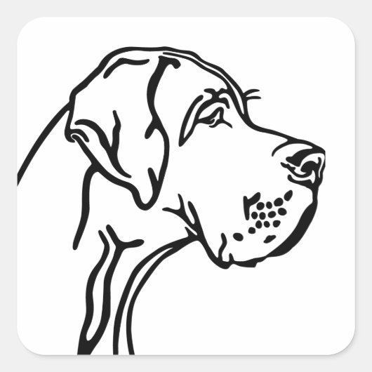 Great Dane drawing Quadratischer Aufkleber (Vorderseite)