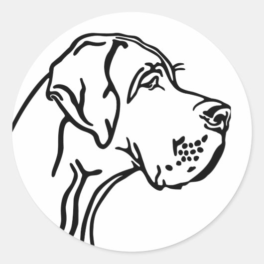 Great Dane drawing Runder Aufkleber (Vorderseite)