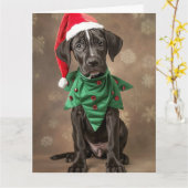 Great Dane Elf Puppy Weihnachtskarte Karte (Gelbe Blume)