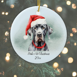 Great Dane Erste Weihnachtszeit Personalisierte Fa Keramik Ornament