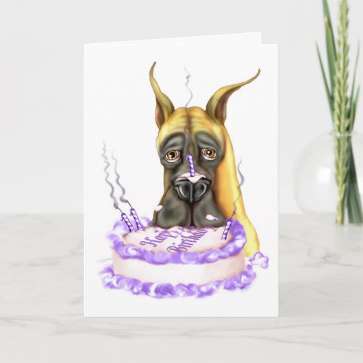 Great Dane Fawn Birthday Cake Karte (Vorderseite)